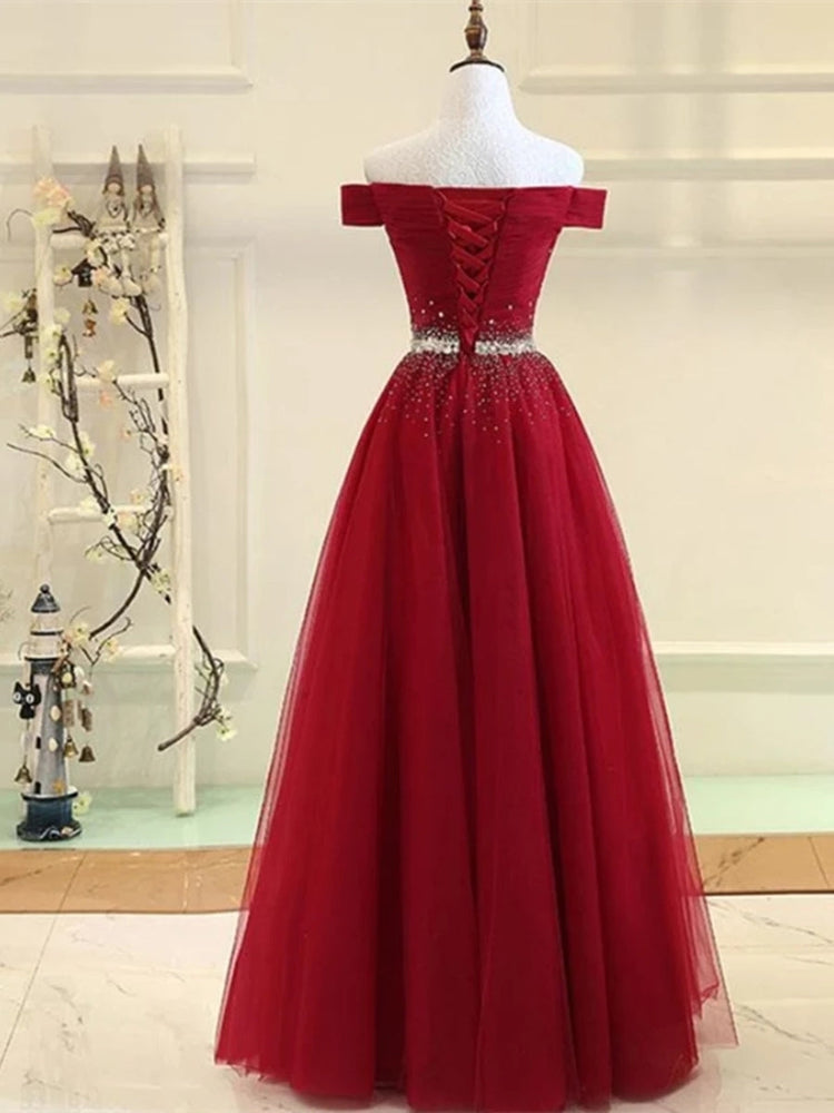 
                      
                        Off Shoulder Sequins Burgundy/Green Long Prom Dresses, Off Shoulder Burgundy Formal Dresses, Green Evening Dresses
                      
                    