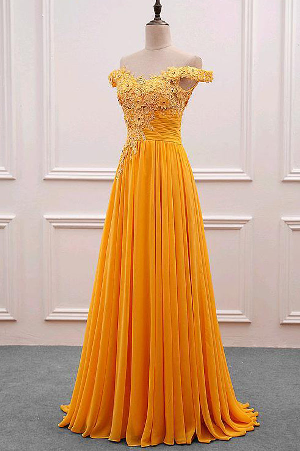 Off The Shoulder Chiffon Long Prom Dress Formal Dress