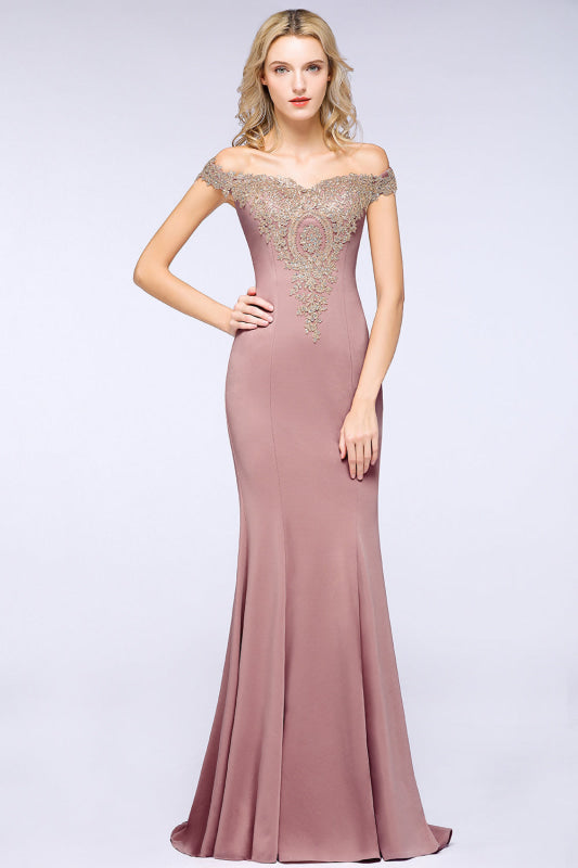 
                      
                        Off-the-Shoulder Formal Gown Gold Lace Applique Floor Length Mermaid Evneing Dress - Dusty Rose / US 2 - Prom Dresses
                      
                    