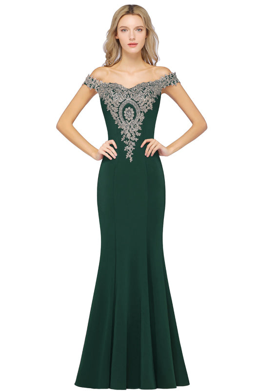 
                      
                        Off-the-Shoulder Formal Gown Gold Lace Applique Floor Length Mermaid Evneing Dress - Dark Green / US 2 - Prom Dresses
                      
                    