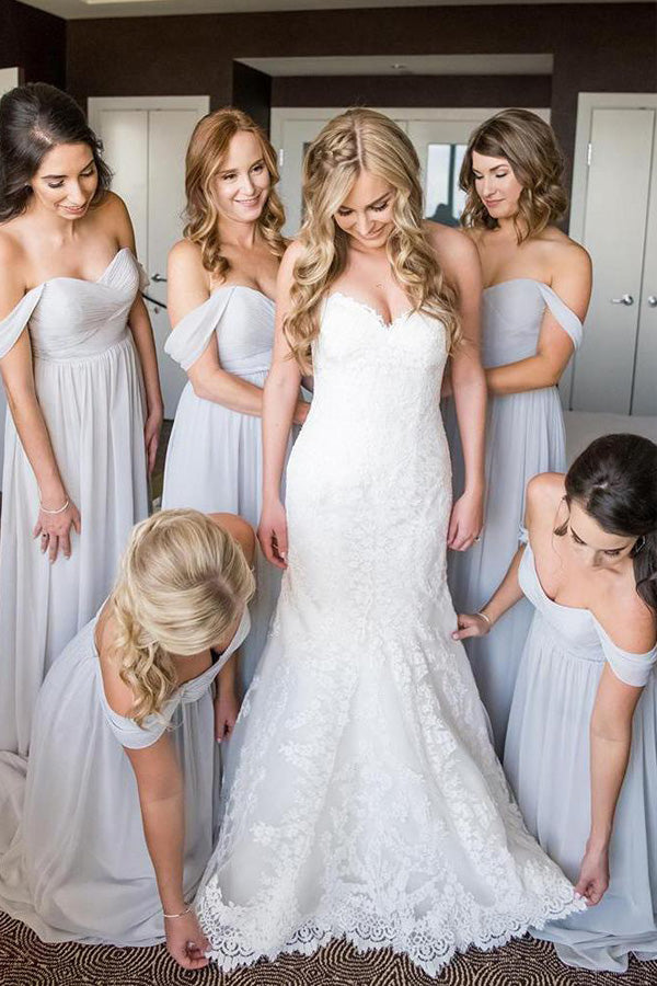 
                      
                        Off The Shoulder Light Gray Chiffon Bridesmaid Dress
                      
                    