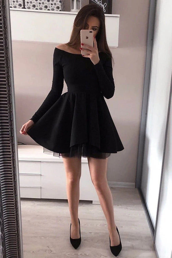 Off The Shoulder Long Sleeve Homecoming Dress