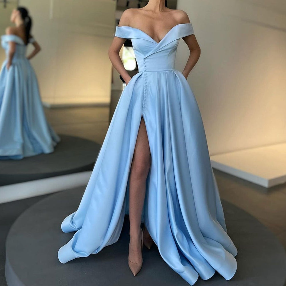 
                      
                        Off-the-Shoulder Long Split Prom Dress
                      
                    