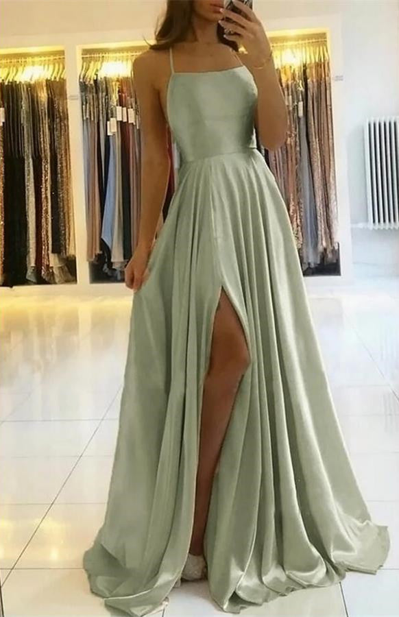 
                      
                        Prom Dress With Spaghetti Straps and Slit
                      
                    