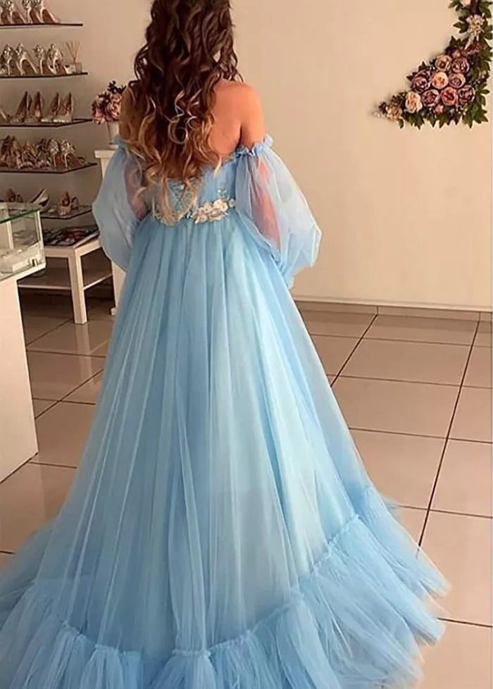 
                      
                        Puffy Long Sleeve Tulle Prom Dress Long Evening Dress
                      
                    