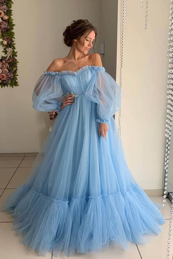 
                      
                        Puffy Long Sleeve Tulle Prom Dress Long Evening Dress
                      
                    