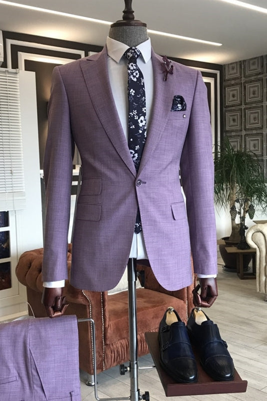 Horace Purple Peaked Lapel Two Pieces New Arrival Prom Suits