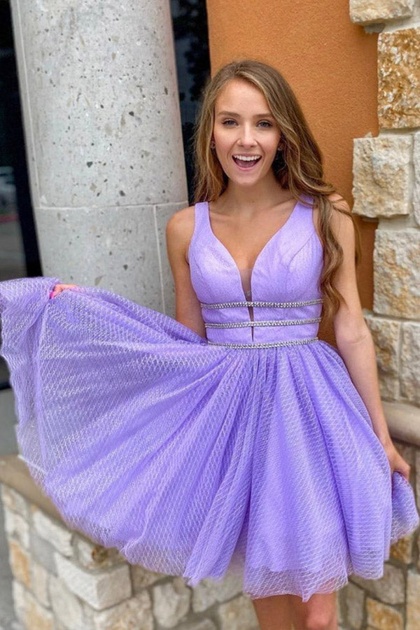 Purple Tulle A-line Homecoming Dress Graduation Dress