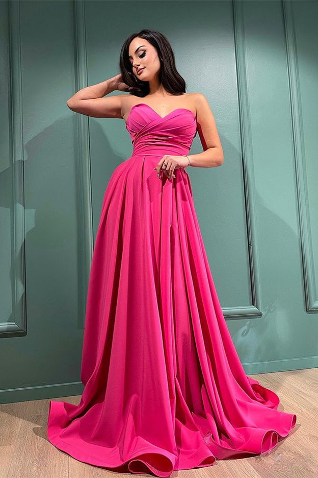 
                      
                        Ravishing Fuchsia Sweetheart Evening Gown with Daring Split
                      
                    