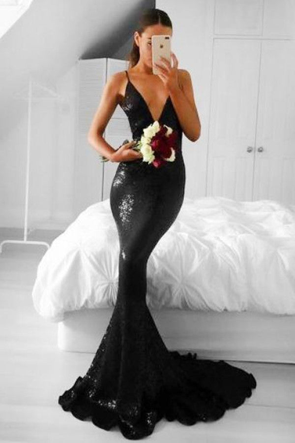 Sequins Mermaid Prom Dress in Black