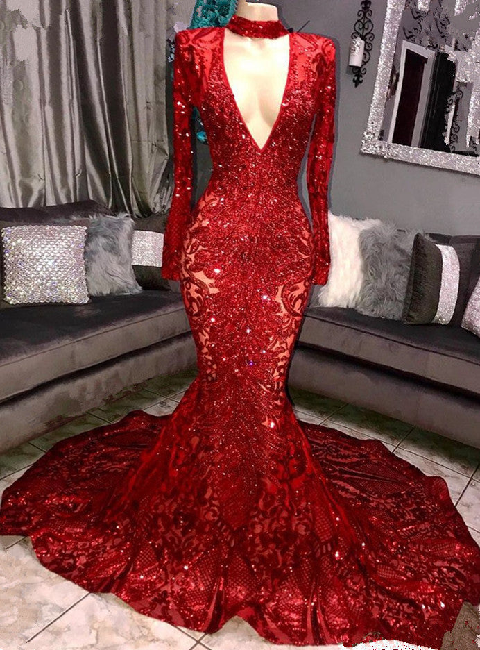 
                      
                        Sexy Long Sleeve Prom Dresses | Sequins Mermaid Evening Gowns On Sale BC0842
                      
                    