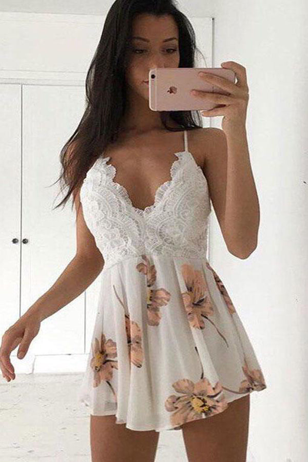 Sexy Mini Graduation Dress Lace Top Homecoming Dress