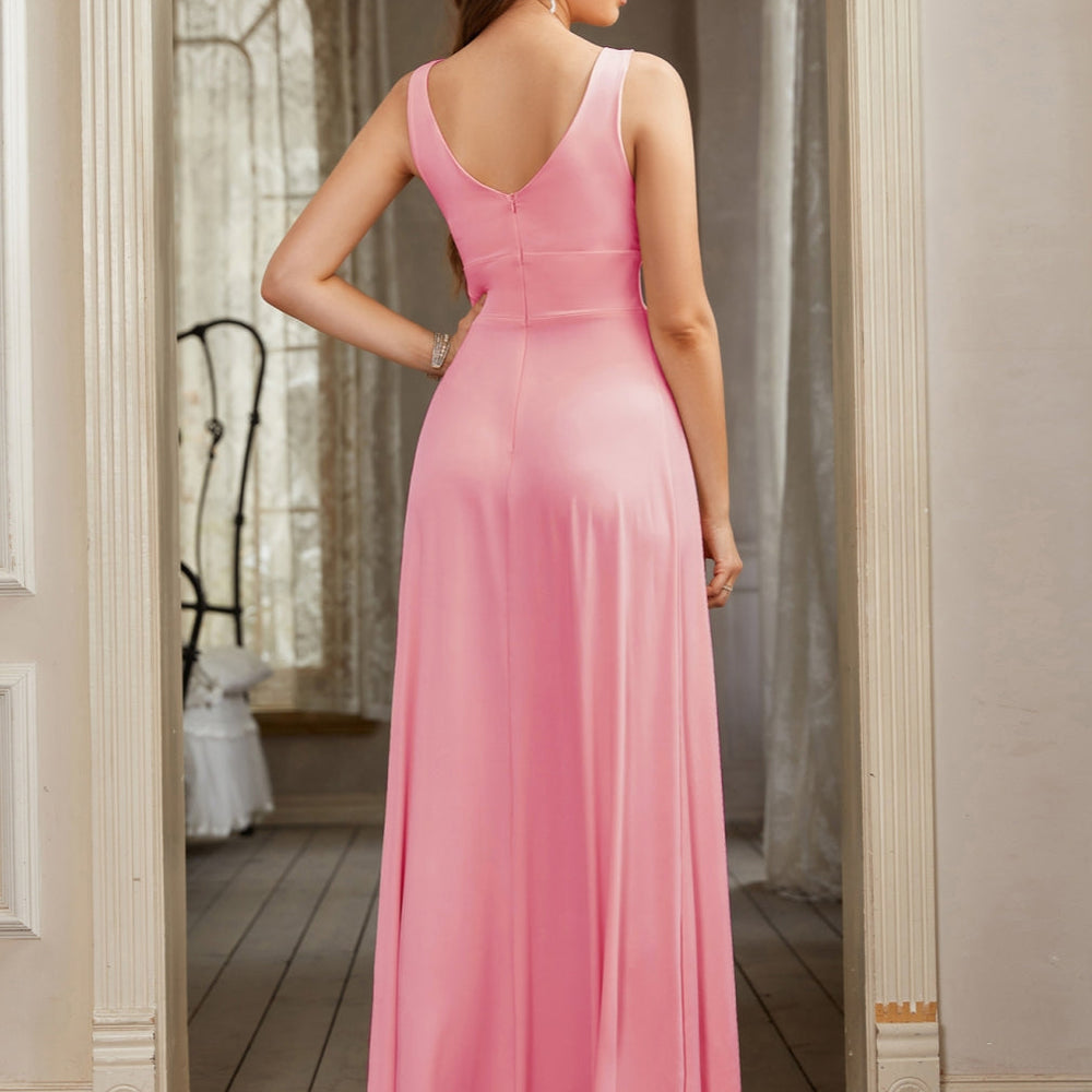 
                      
                        Sexy V-Neck Sleeveless Floor Length Dress with Slit-27Prom
                      
                    