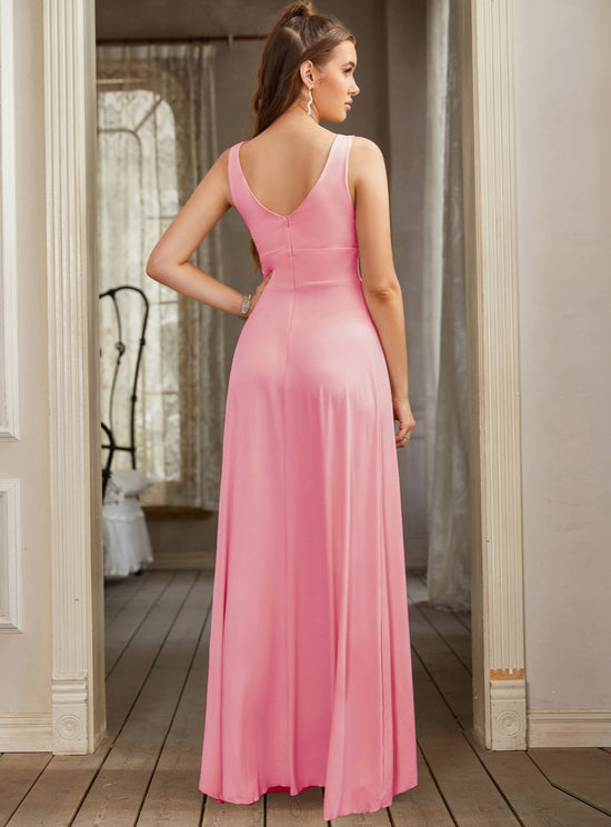 Sexy V-Neck Sleeveless Floor Length Dress with Slit-27Prom