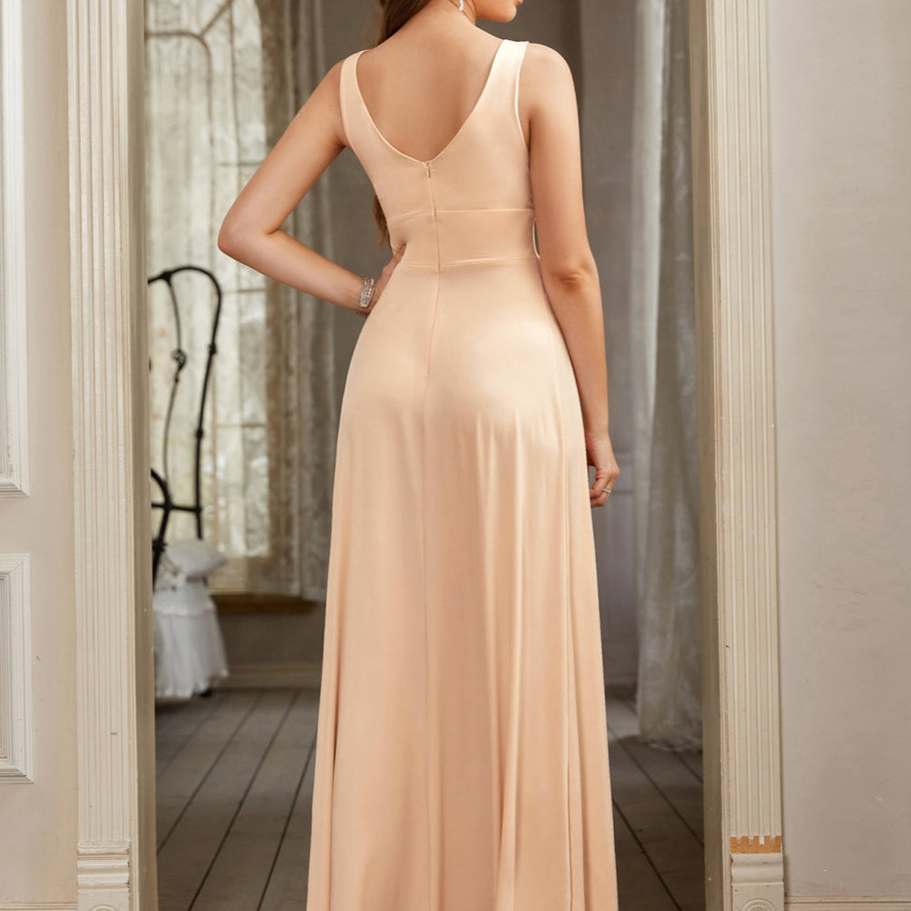 
                      
                        Sexy V-Neck Sleeveless Floor Length Dress with Slit-27Prom
                      
                    