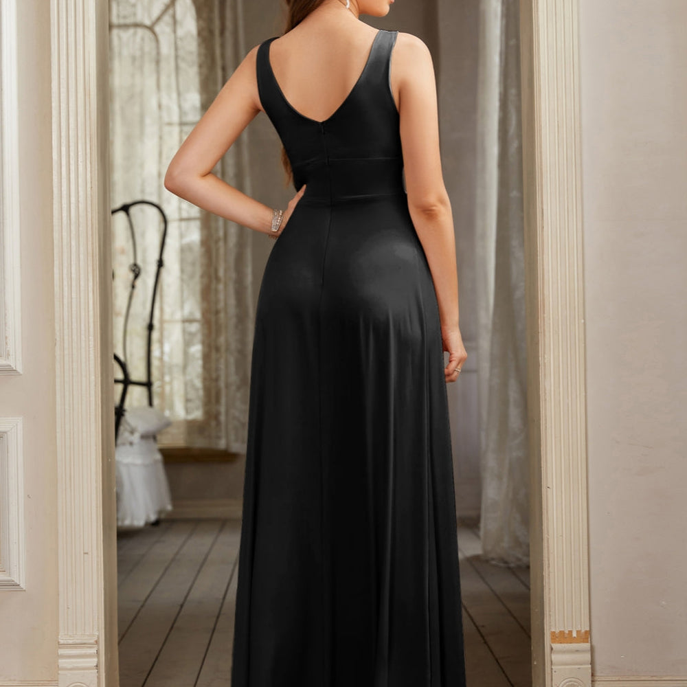 
                      
                        Sexy V-Neck Sleeveless Floor Length Dress with Slit-27Prom
                      
                    