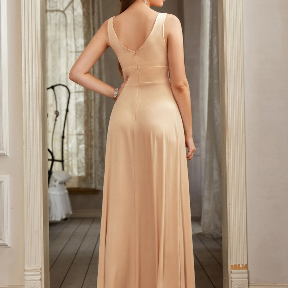 
                      
                        Sexy V-Neck Sleeveless Floor Length Dress with Slit-27Prom
                      
                    