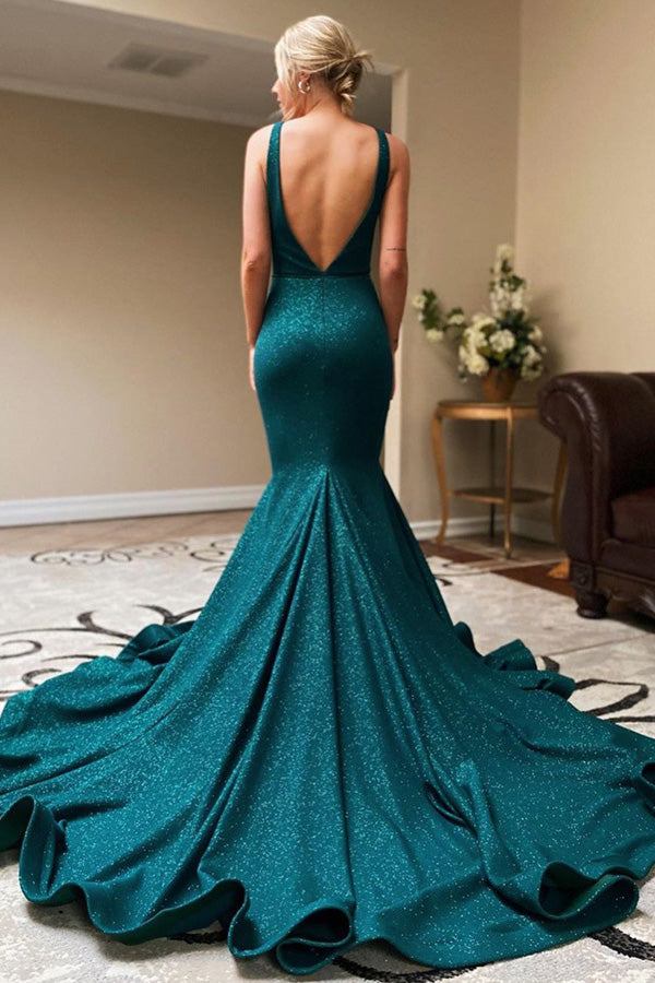 
                      
                        Shiny Mermaid Satin Long Prom Dress With Slit
                      
                    