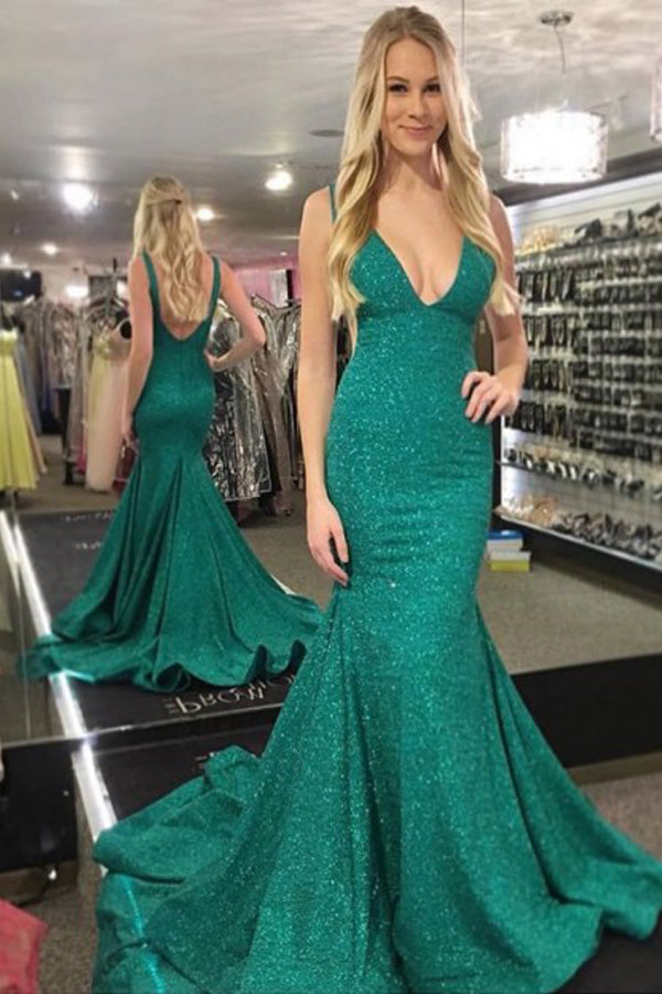 Shiny Mermaid Satin Long Prom Dress With Slit