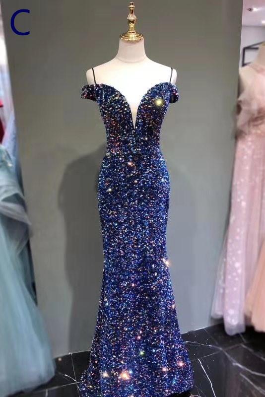 
                      
                        Shiny Sequins Long Prom Dress Modest Evening Dress
                      
                    