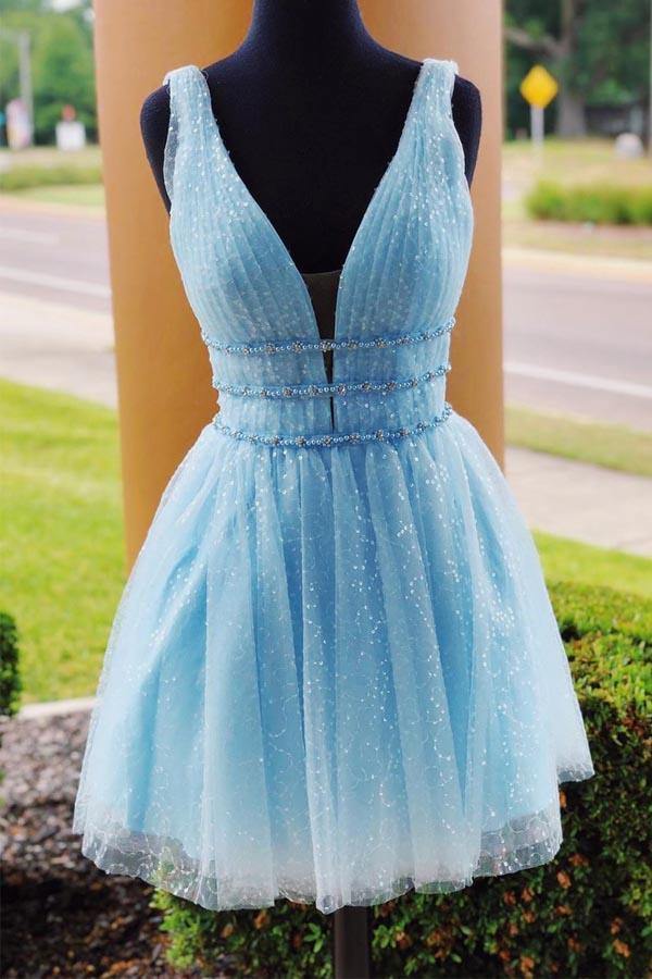 
                      
                        Shiny Tulle V Neck Homecoming Dresses
                      
                    