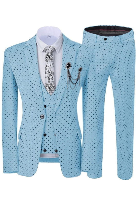 Maynard Sky Blue Notched Lapel Three Pieces Fashion Prom Suits