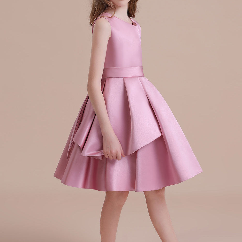 
                      
                        Sleeveless Satin Knee Length Princess Flower Girl Dress for Wedding
                      
                    