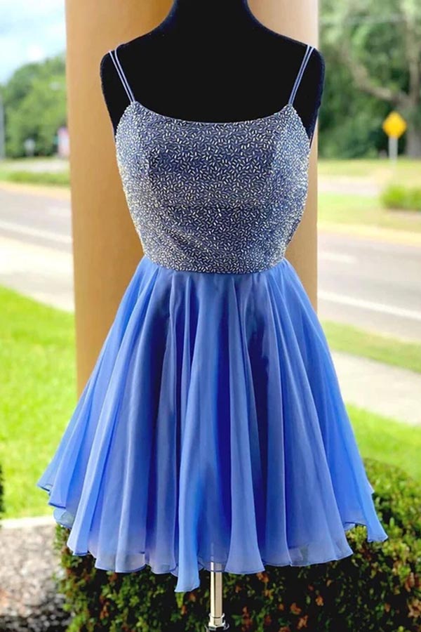 
                      
                        Spaghetti Straps Beaded Chiffon Short Homecoming Dress WD181 winkbridal-
                      
                    