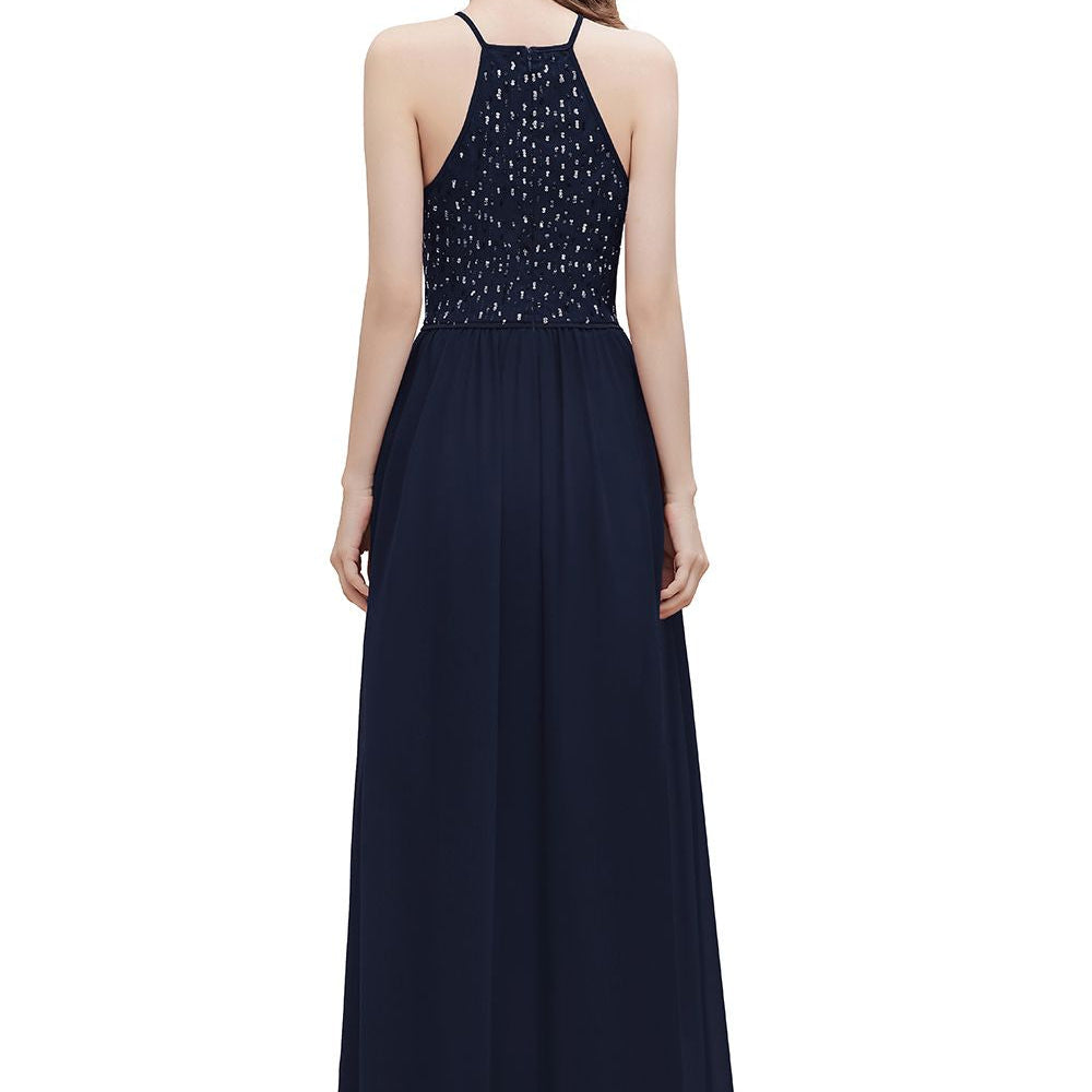 
                      
                        Spaghetti Straps Elegant A-Line Evening Dress Sequins Maxi Prom Dress Cross Straps
                      
                    