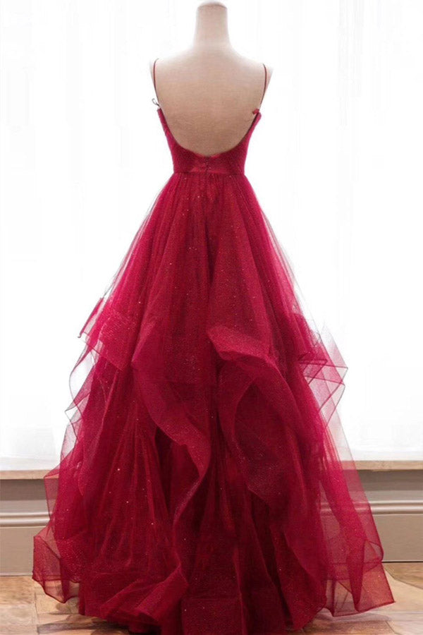 
                      
                        Sparkly A Line Spaghetti Straps Multi-layered Tulle Prom Dress
                      
                    