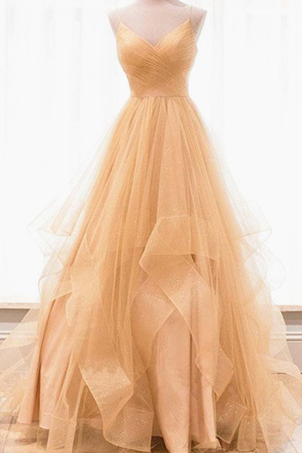 
                      
                        Sparkly A Line Spaghetti Straps Multi-layered Tulle Prom Dress
                      
                    