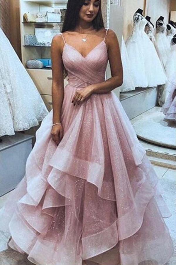 
                      
                        Sparkly A Line Spaghetti Straps Multi-layered Tulle Prom Dress
                      
                    