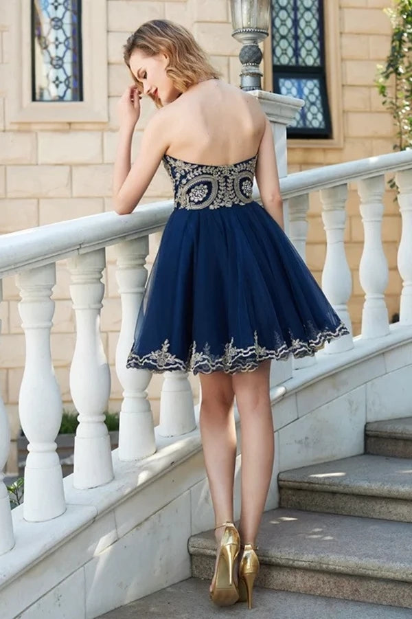 
                      
                        Sparkly Sweetheart Peacock Blue Tulle Short Homecoming Dress
                      
                    