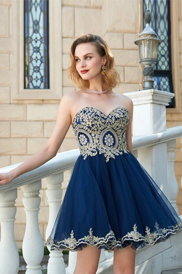 Sparkly Sweetheart Peacock Blue Tulle Short Homecoming Dress