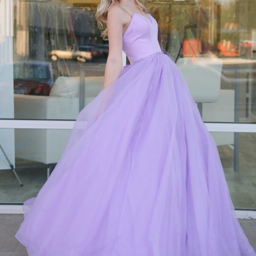 
                      
                        Strapless Open Back Purple Long Prom Dresses, Open Back Lavender Formal Dresses, Lilac Evening Dresses 
                      
                    