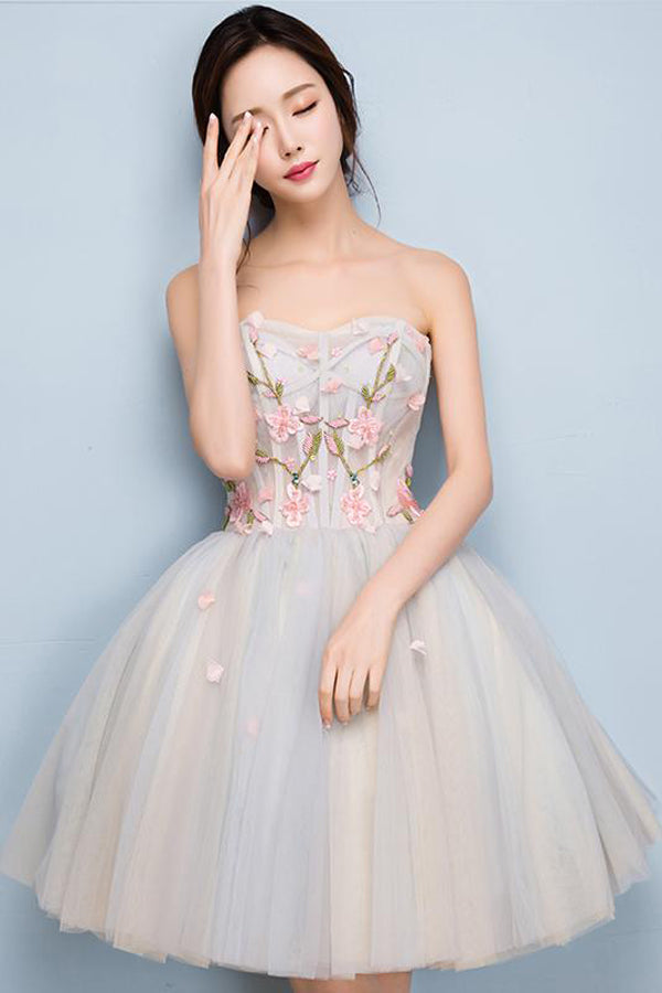 Strapless Tulle Short Homecoming Dress