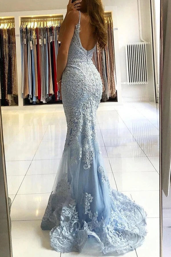 
                      
                        Stunning Mermaid Lace Appliqued Prom Dress With Beading 
                      
                    