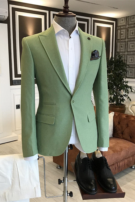 Broderick Stylish Green Peaked Lapel Men Suits For Prom