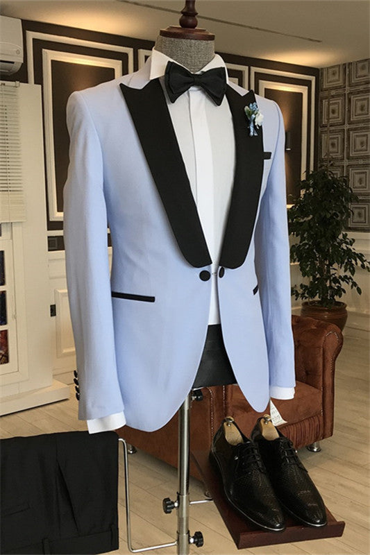 Dempsey Stylish Light Blue Peaked Lapel Men Suits For Prom