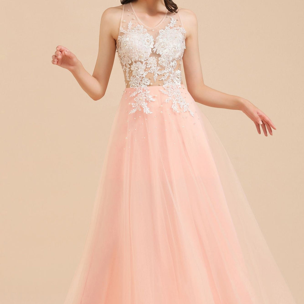 
                      
                        Stylish Sleeveless Evening Maxi Dress A-line Lace Appliques Prom Dress
                      
                    