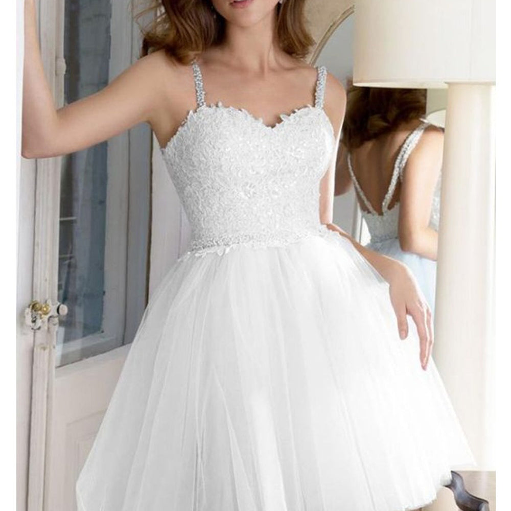 Sweetheart Neck Open Back White Lace Prom Dresses, White Lace Homecoming Dresses, Short White Formal Evening Dresses 