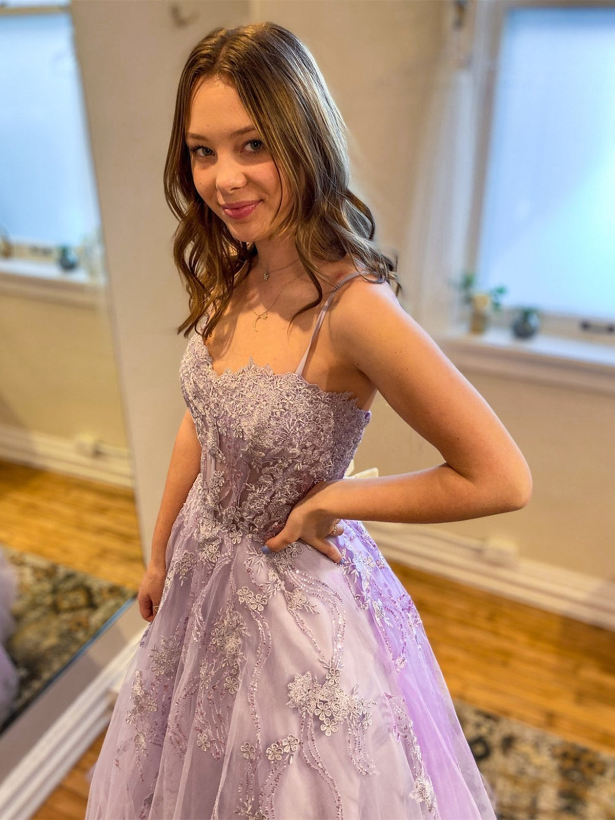 Sweetheart Neck Purple Tulle Lace Long Prom Dresses, Purple Lace Formal Dresses, Purple Evening Dresses 