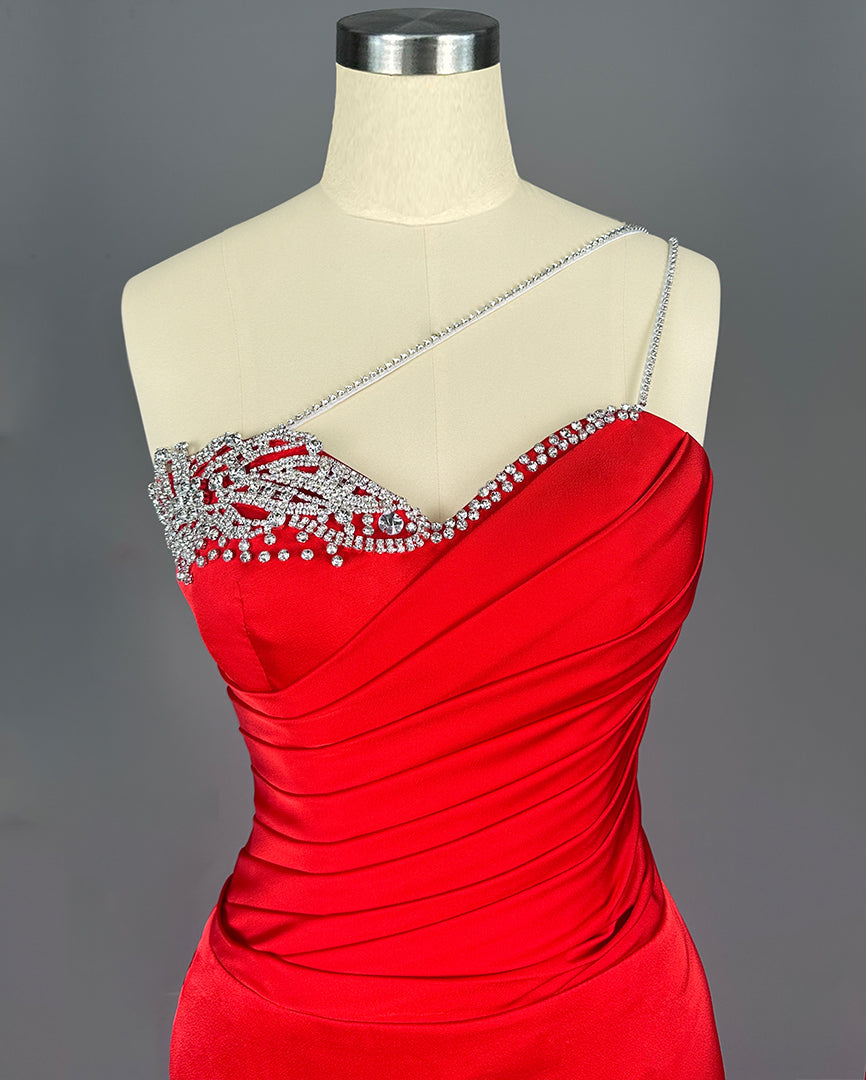 Sweetheart Red Long Sleeveless Prom Dress with Beadings