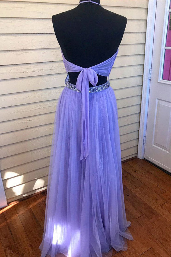 
                      
                        Two Piece Halter Lace Tulle Long Prom Dress With Beading
                      
                    