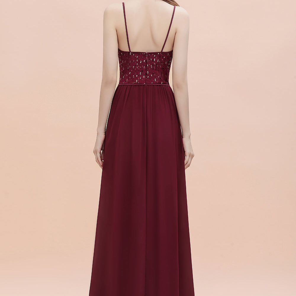 
                      
                        V-Neck Burgundy A-line Evening Maxi Dress Prom Party Dress
                      
                    