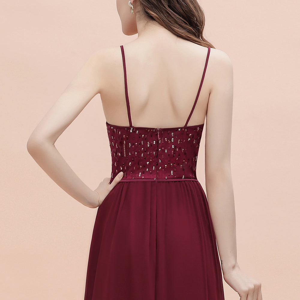 
                      
                        V-Neck Burgundy A-line Evening Maxi Dress Prom Party Dress
                      
                    