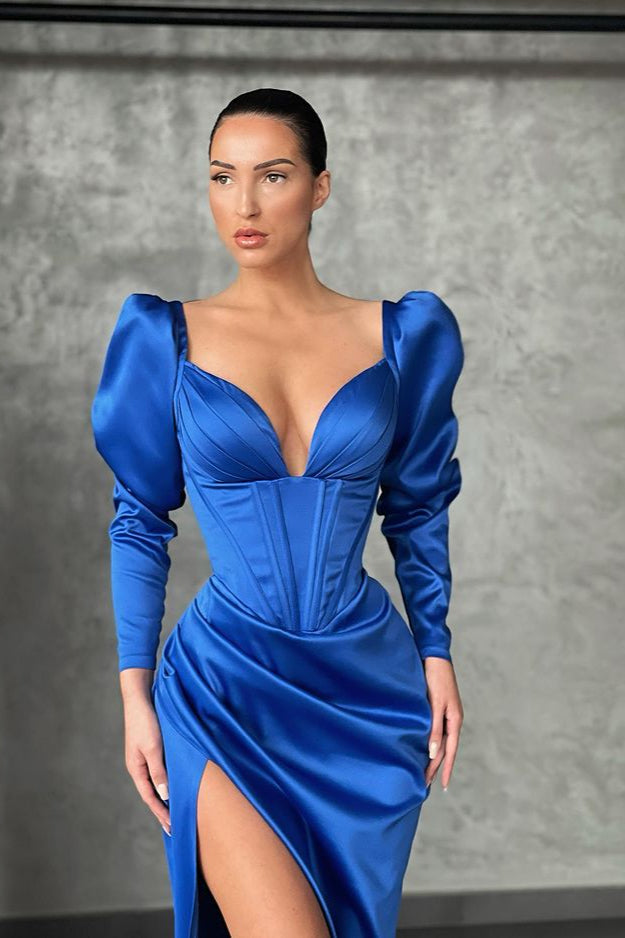 
                      
                        V-Neck Mermaid Prom Dress With Slit Long Sleeves
                      
                    