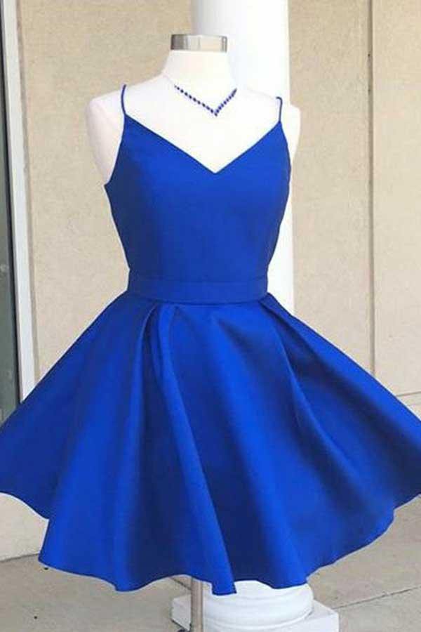 V Neck Satin Short Homecoming Dress with Bowknot