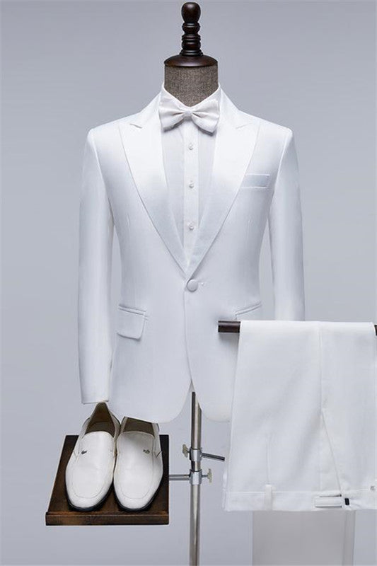 Dwight Chic White Peaked Lapel Two Pieces Prom Suits For Men