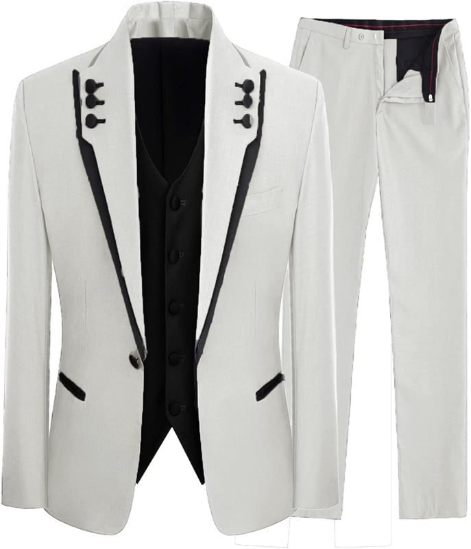 
                      
                        Jeremy Bespoke White Shawl Lapel Three Pieces Men Suits For Prom
                      
                    